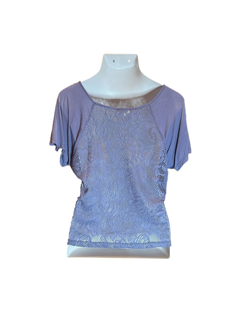 HEARTS Lavender Purple Lace Bodice Tee Size M - Picture 5 of 8
